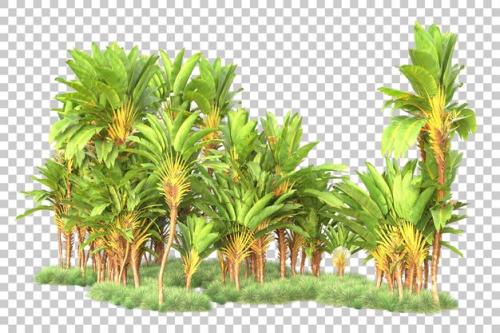 Premium PSD | Foliage island isolated on transparent background 3d rendering illustration Premium PSD