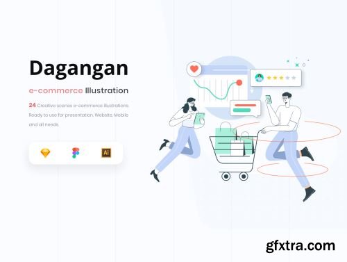 Dagangan - E-commerce and Business Line Illustration Pack Ui8.net