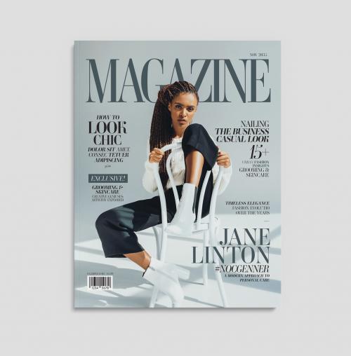 Fashion Magazine Cover Layout in Modern Style 647115440