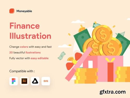 Moneyable - 20 Finance Illustration Set Ui8.net