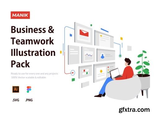 MANIK - Business strategy & Teamwork Illustration Pack Ui8.net