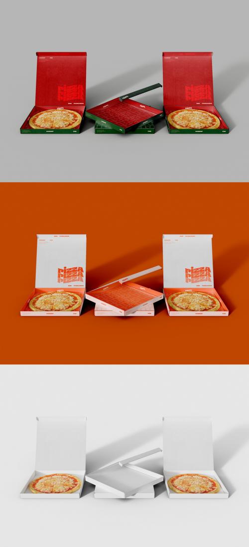 Opened Cardboard Pizza Boxes Mockup 646883487