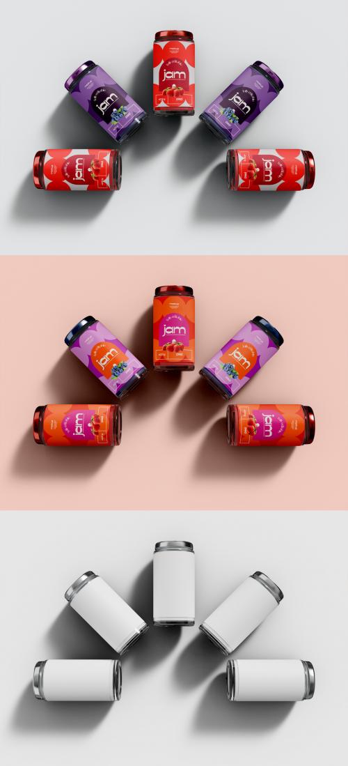Top View of Cylindrical Jam Jars Mockup 646875631