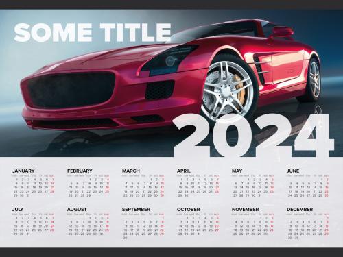 Dark full year horizontal calendar template for the year 2024 (monday first day) 650112044
