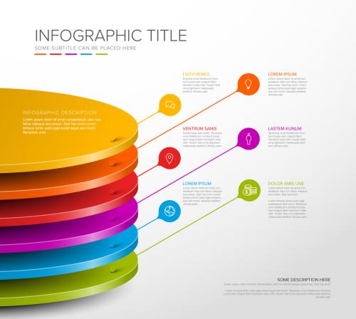 Six Color Layers infographic template with droplet pointers 650111976