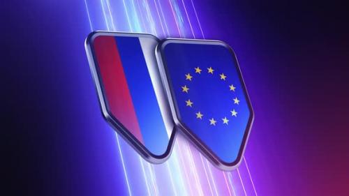 Videohive - the appearance of two emblems with the flags of "Russia and the European Union" - 48048821