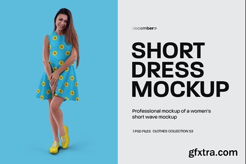 Women\'s Short Wave Dress Mockups RXAT3W9