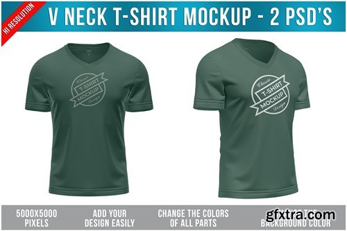 V-Neck T-Shirt Mockup PSEPKGC