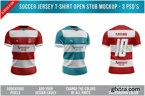 Soccer Jersey T-Shirt Open Stub Mockup VREGLUF