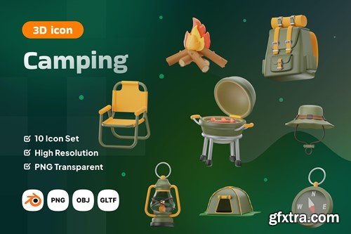 Camping Icon 3D Icon Pack NB55QHG