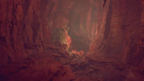 Videohive - A Vibrant Red Rock Cave with Stunning Natural Formations - 48093724