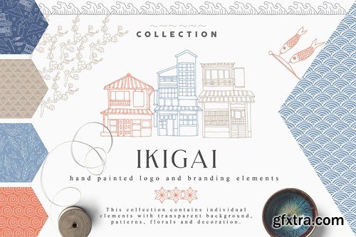 Ikigai Collection Japanese Illustrations Patterns GKCPL6J