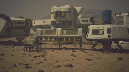 Videohive - Base and Spaceship on Planet Mars - 48097746