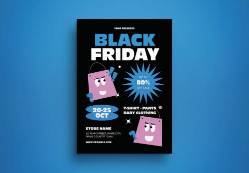 Blue Brutalism Black Friday Flyer Layout 649173909