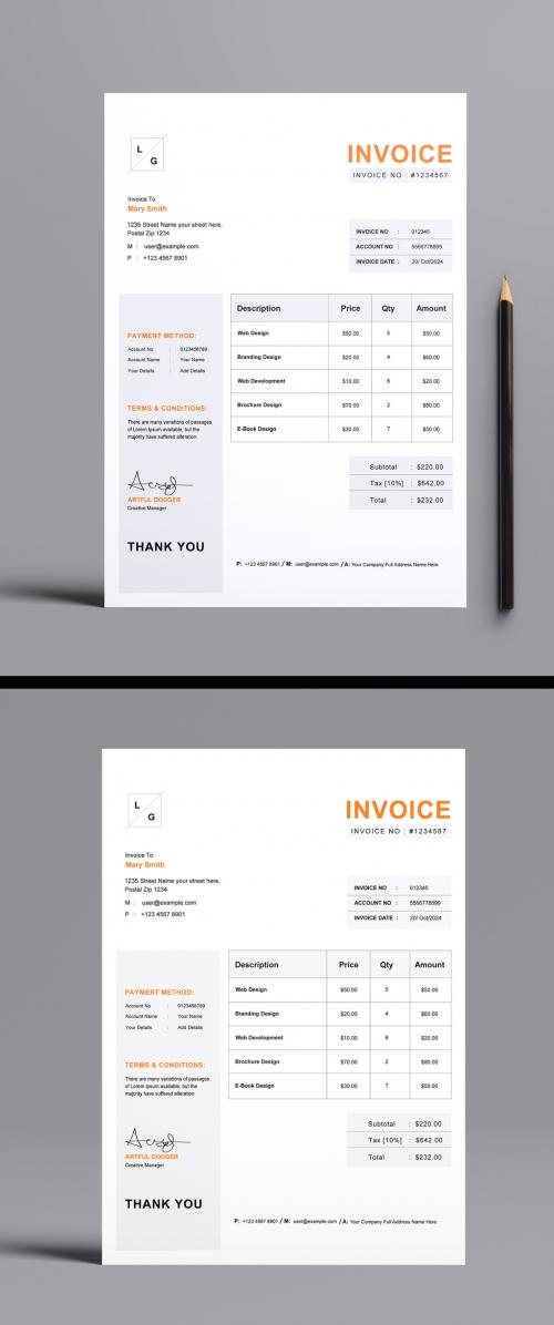 Clean & Professional Invoice Design 648501407
