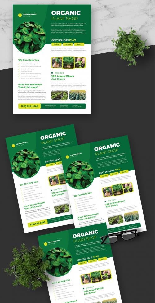 Green and lime Organic Plant Shop Flyer 647694174