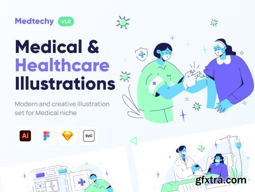 Medtechy - Medical & Healthcare Illustration Set Ui8.net