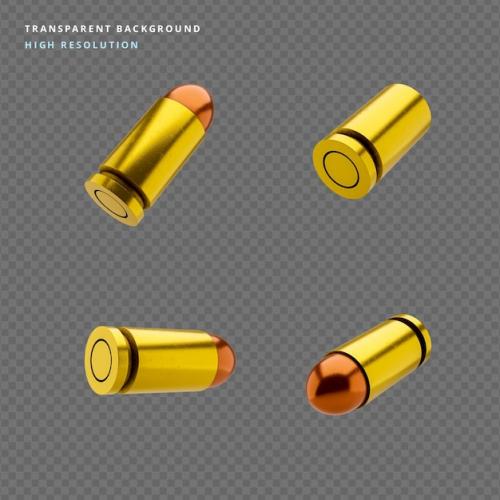 Premium PSD | Bullets on different view 3d rendering Premium PSD