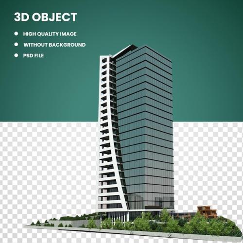 Premium PSD | 3d building arp kule office architecture house tower Premium PSD