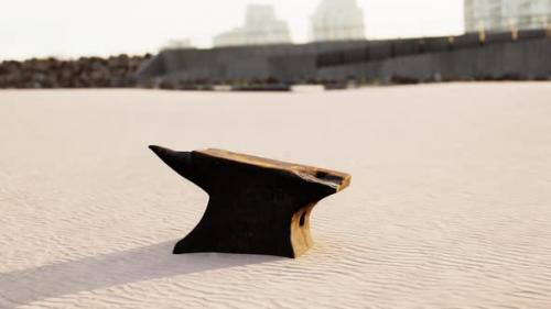 Videohive - Old Anvil on a Sandy Beach - 48099497