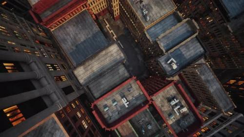 Videohive - Aerial City View with Crossroads and Buildings - 48099769