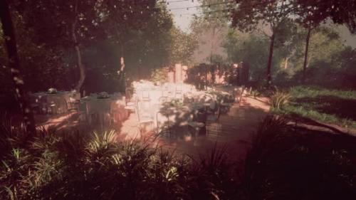 Videohive - Unoccupied Restaurant Patio Surrounded By Trees - 48126736