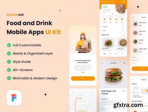 Delivereat - Food and Drink Mobile Apps UI Kit Ui8.net