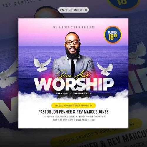 Premium PSD | Psd church conference flyer social media post and instagram web banner Premium PSD
