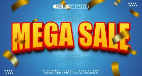 Premium PSD | Mega sale discount banner with editable 3d style font effect Premium PSD