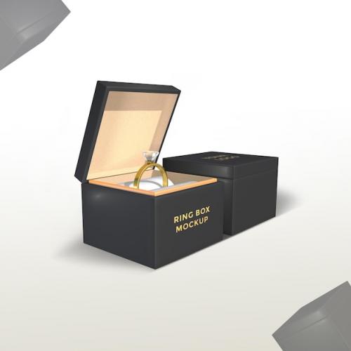 Premium PSD | 3d ring diamond box premium mockup design psd Premium PSD