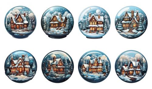 Premium PSD | Christmas house in snow globe sublimation clipart png Premium PSD
