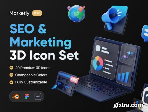 Marketly - SEO & Marketing 3D Icon Set Ui8.net