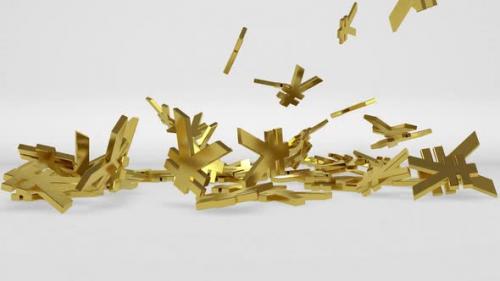Videohive - Golden Yen Currency Symbol Falling - 48065485