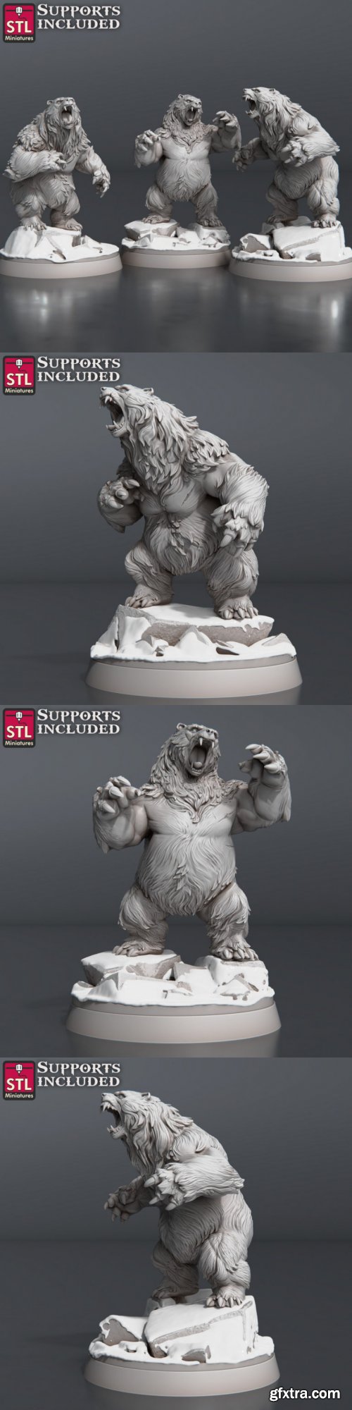 STL Miniatures – Bears Set – 3D Print Model