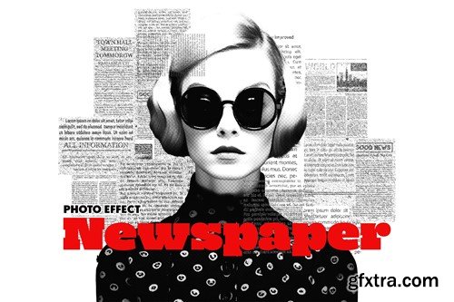 Newspaper Cutout Collage Photo Effect 7PS4CSN