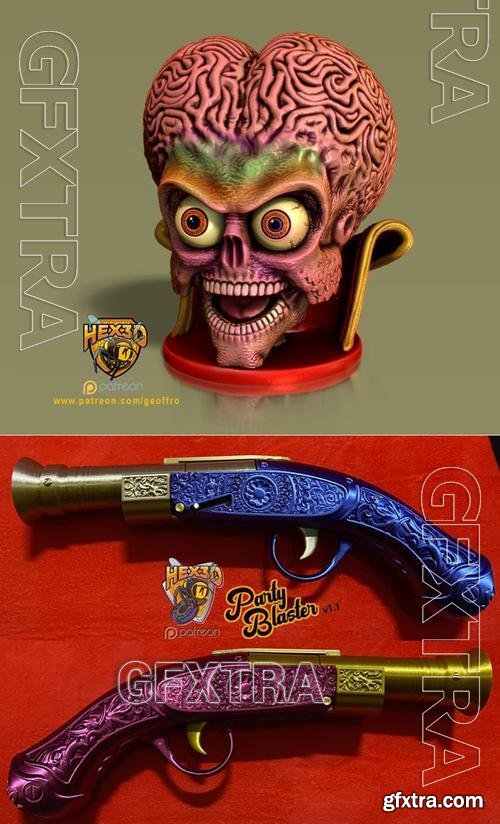 Hex3D - Mars Attacks Candy Bowl and Party Blaster V1 – 3D Print Model