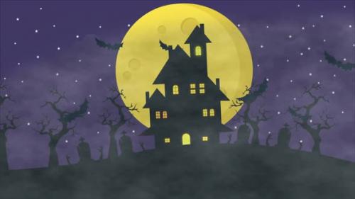 Videohive - Happy Halloween Background Bats Flying Air - 48076665
