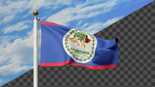 Videohive - Belize Flag Waving on a Flag Pole, Alpha Included - 48093663