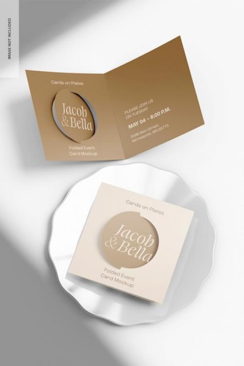 Premium PSD | Folded event cards mockup, opened and closed Premium PSD