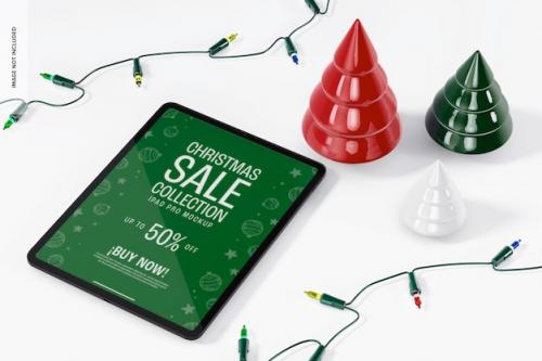 Premium PSD | Christmas sale ipad pro mockup, right view Premium PSD