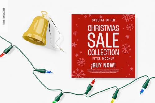 Premium PSD | Christmas sale flyer mockup, top view Premium PSD