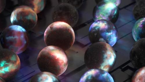 Videohive - Multiverse Concept Outer Space Inside a Sphere Purple Blue Neon Color Science Fiction Other Worlds - 48099514