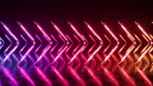 Videohive - The Laser Arrow Lines Change Color From Orange to Blue Purple and Green Illuminations Reflection of - 48099520