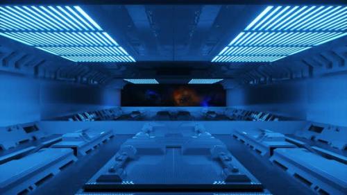 Videohive - Future Technology Concept Science Fiction Tunnel SciFi Corridor Color Blue Neon Color 3D Animation - 48099552