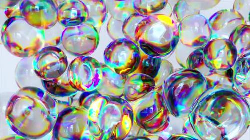 Videohive - Abstract Concept 3D Animation with Liquid Transparent Rainbow Bubbles Explosion and Flying on a - 48099585