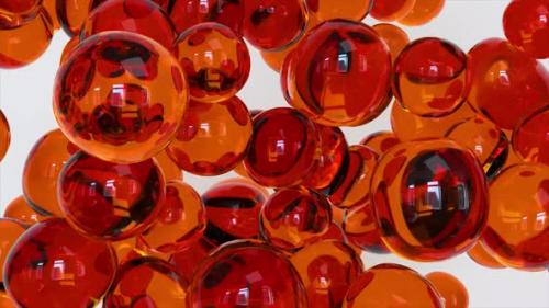 Videohive - Abstract Multicolored Liquid Drops Gel Orange Bubbles Move on a Light Background and Touch Each - 48099726