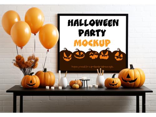 Halloween Party Mockup. Ai Generative 645350302