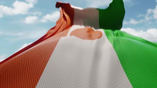 Videohive - Wavy Flag of Niger Blowing in the Wind in Slow Motion Waving Official Niger Flag Team Symbol - 48148313