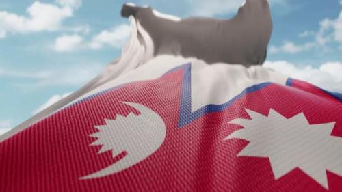 Videohive - Wavy Flag of Nepal Blowing in the Wind in Slow Motion Waving Official Nepalese Flag Team Symbol - 48148565