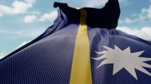 Videohive - Wavy Flag of Nauru Blowing in the Wind in Slow Motion Waving Official Nauru Flag Team Symbol - 48148569